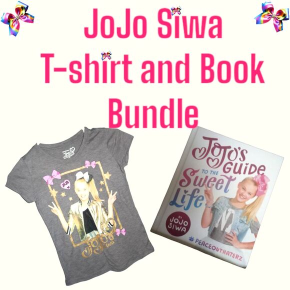 Jojo Siwa Bundle: girls medium 7/8 t-shirt & Jojo's guide to the sweet life book - Picture 1 of 14